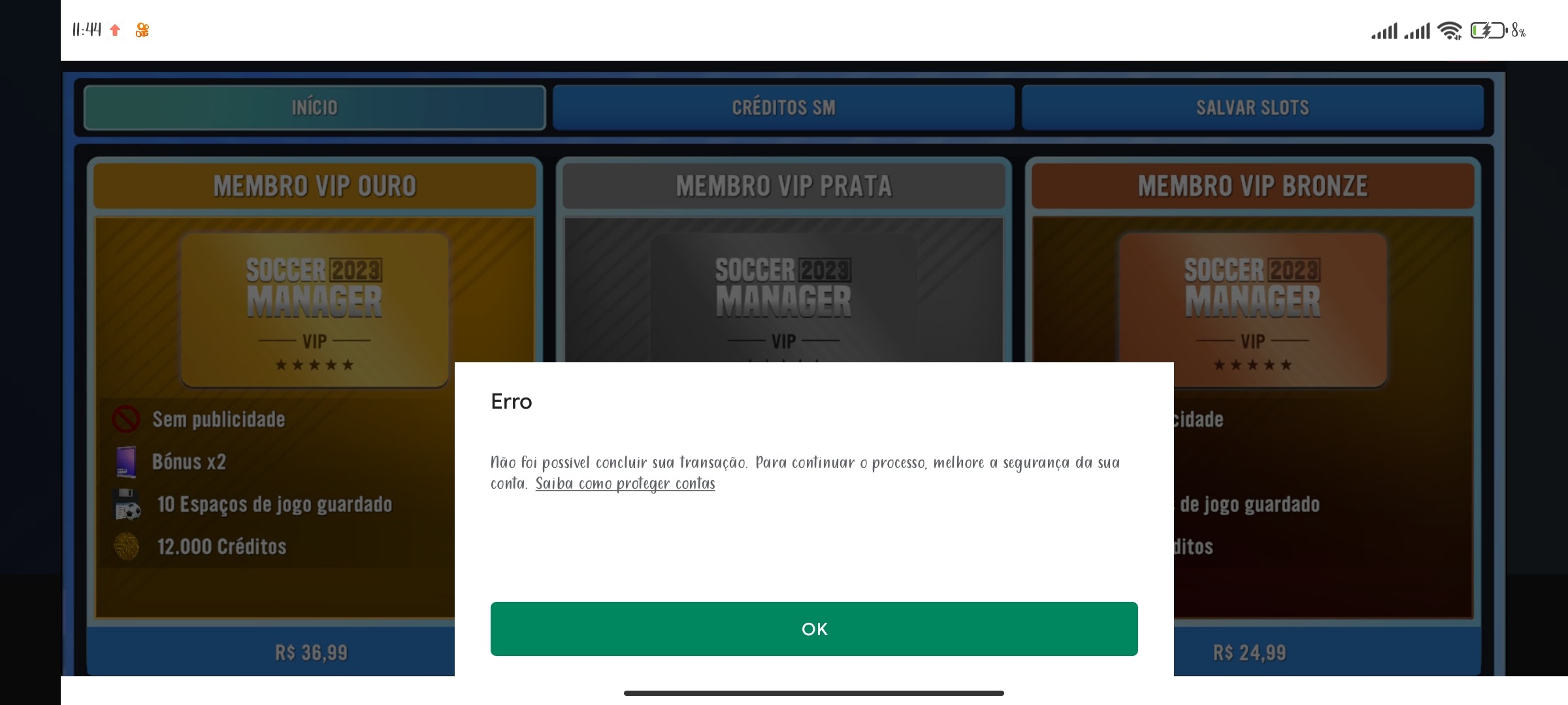 Quero fazer uma compra e da erro no jogo soccer manager 2023 - Comunidade  Google Play