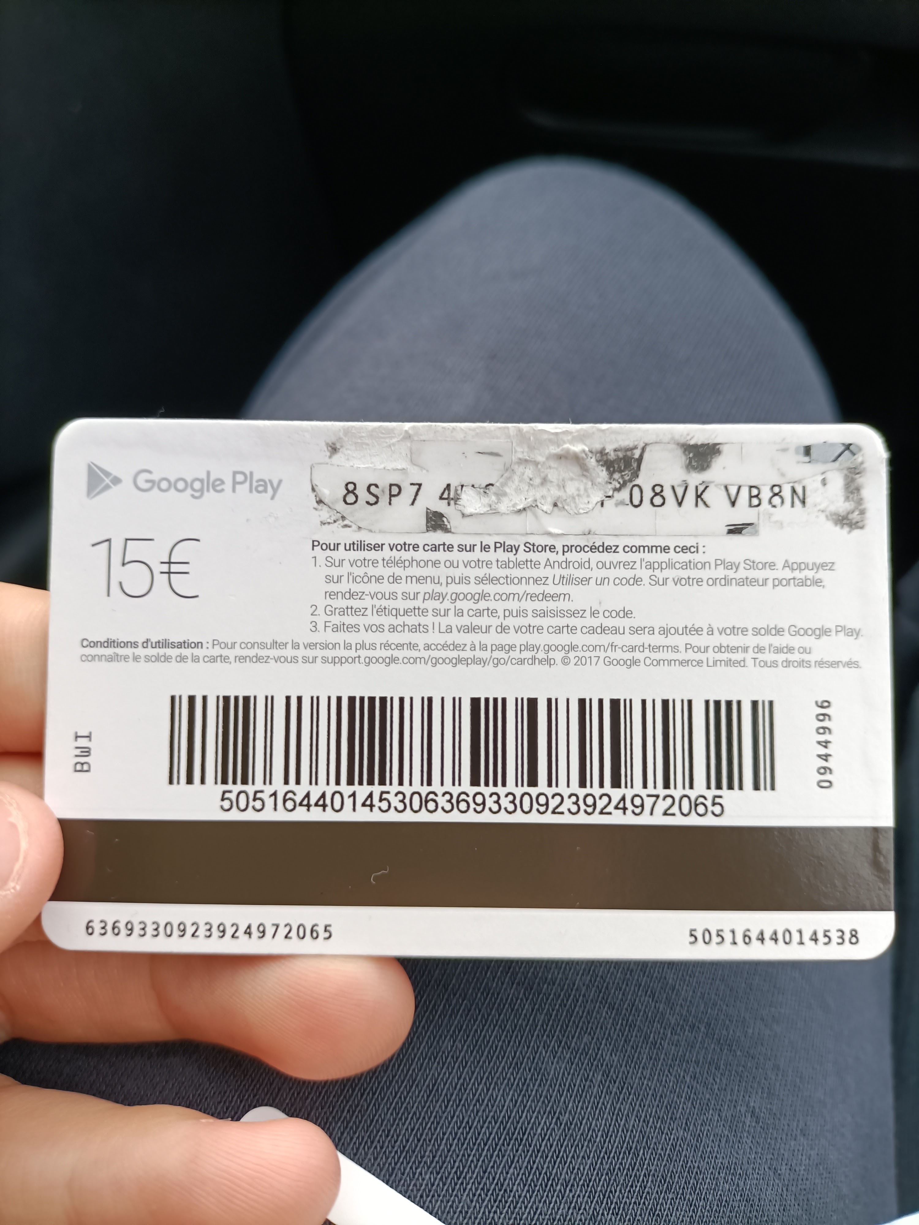 Je n'arrive pas à lire le code ma carte Google play suite à un problème -  Communauté Google Play