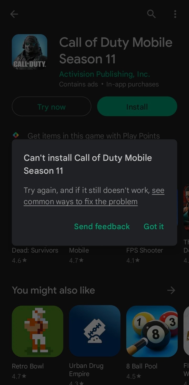 Fix Call of Duty Mobile Google Play Download Error