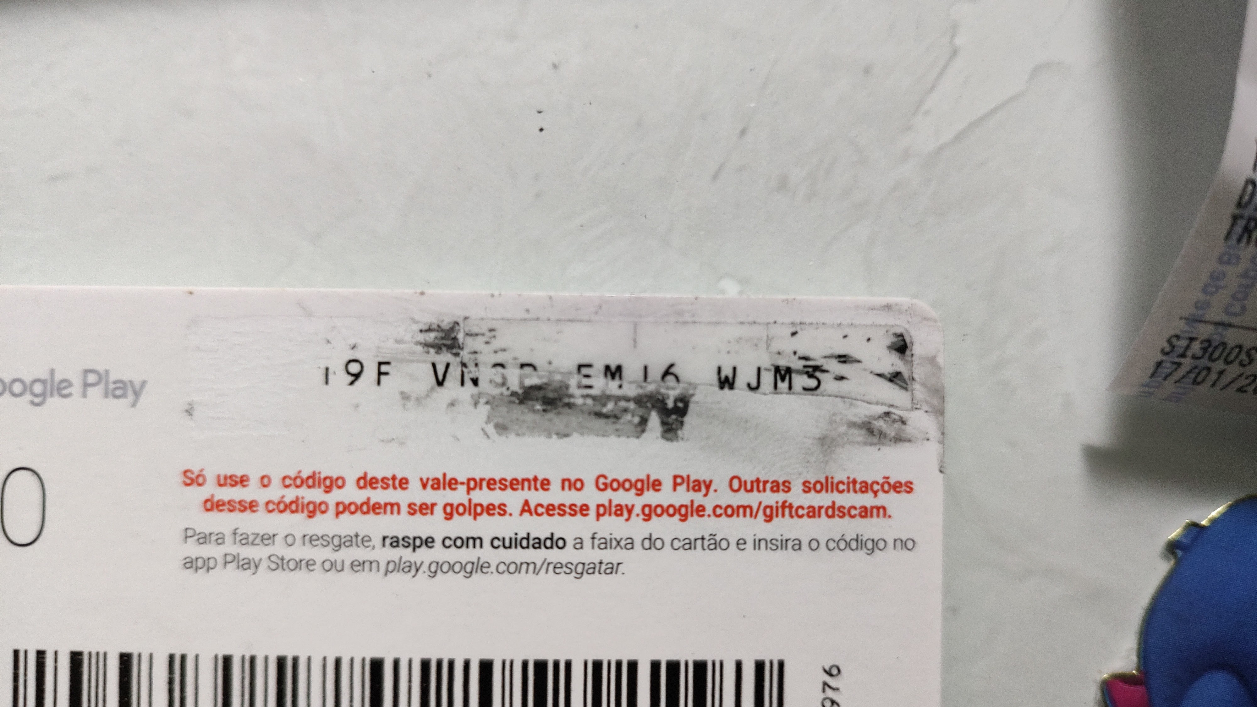 Google Play: Não Consigo Ler o Código, Está Rasurado 