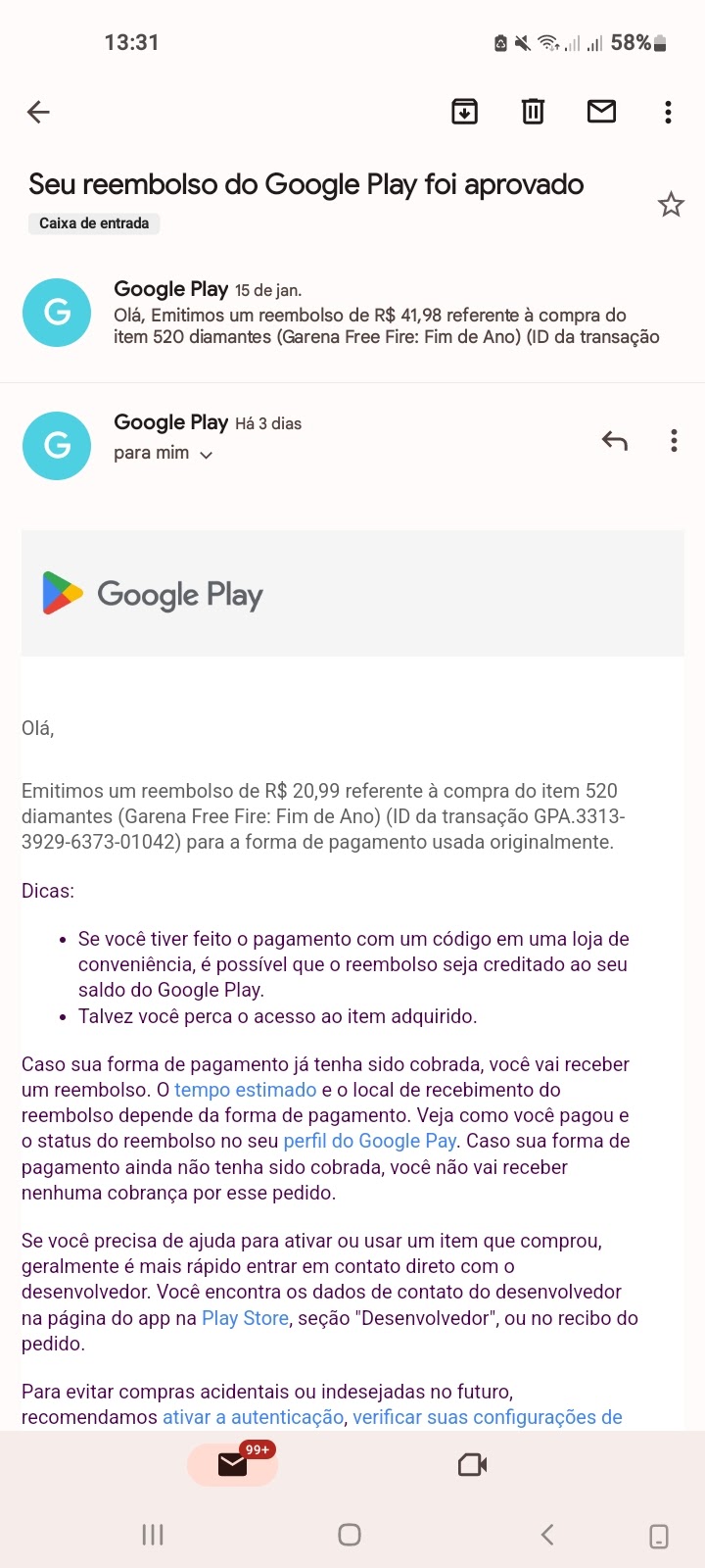 Reembolso! - Comunidade Google Play