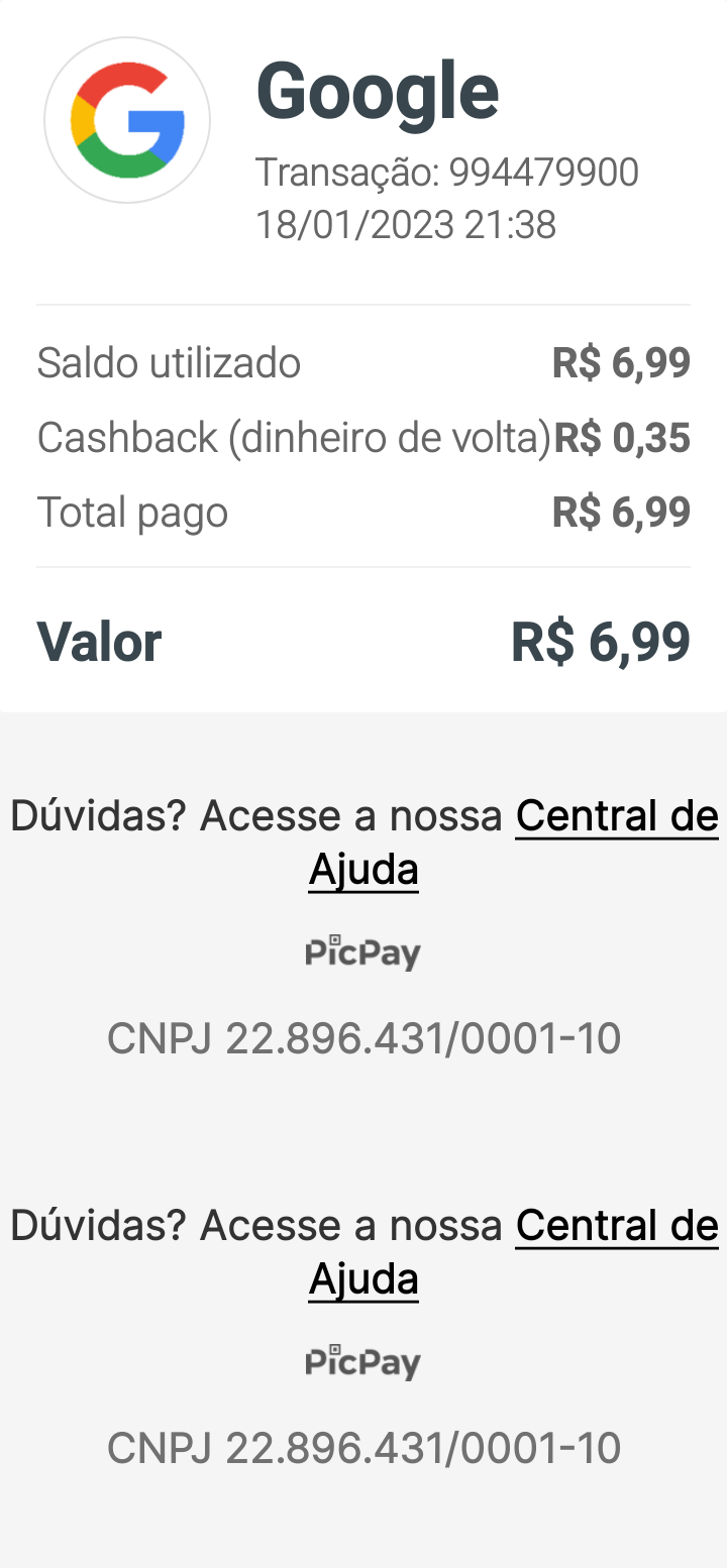 Descontou da minha conta e não consta na assinatura - Comunidade Google Play