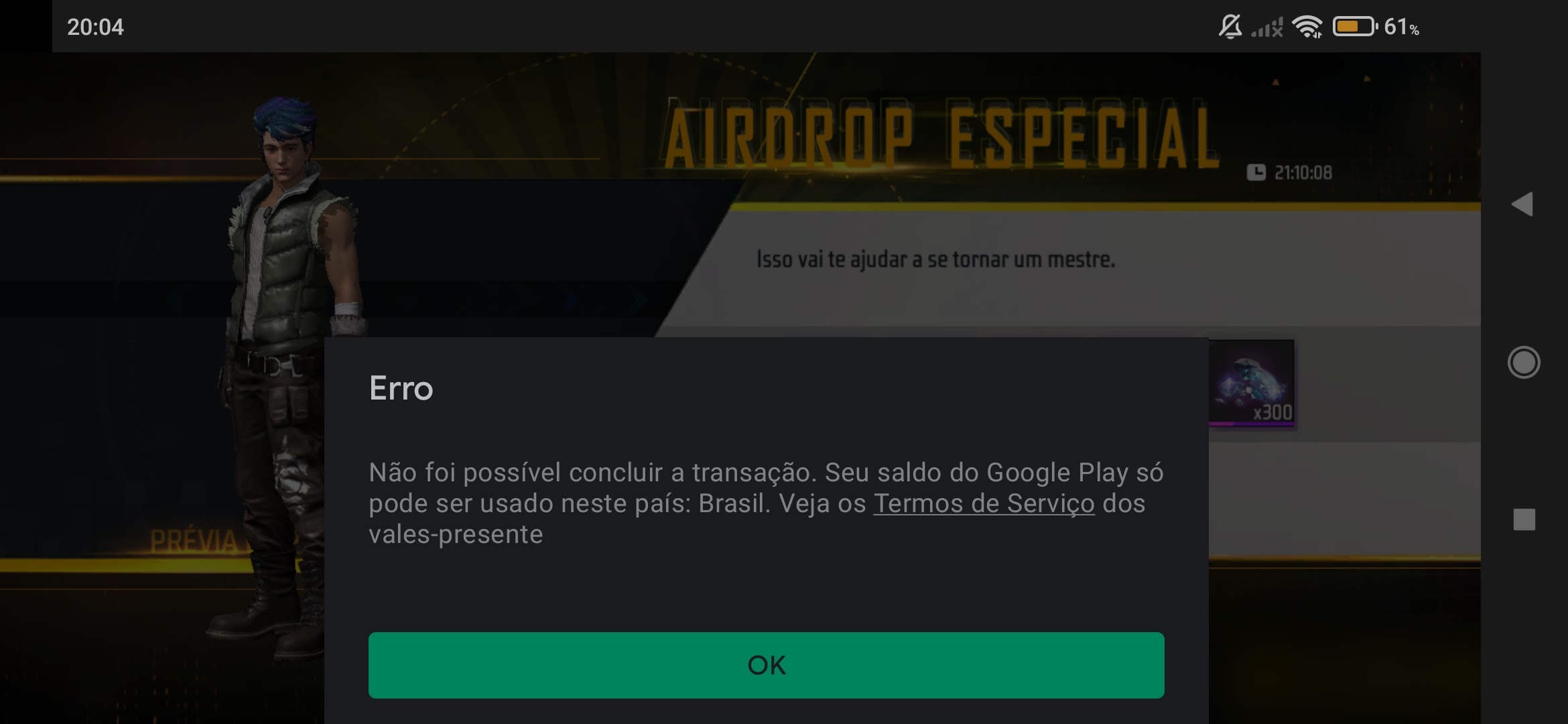 ERRO DE LOGIN DESATIVADO FREEFIRE NOVA ATUALIZAÇÃO 