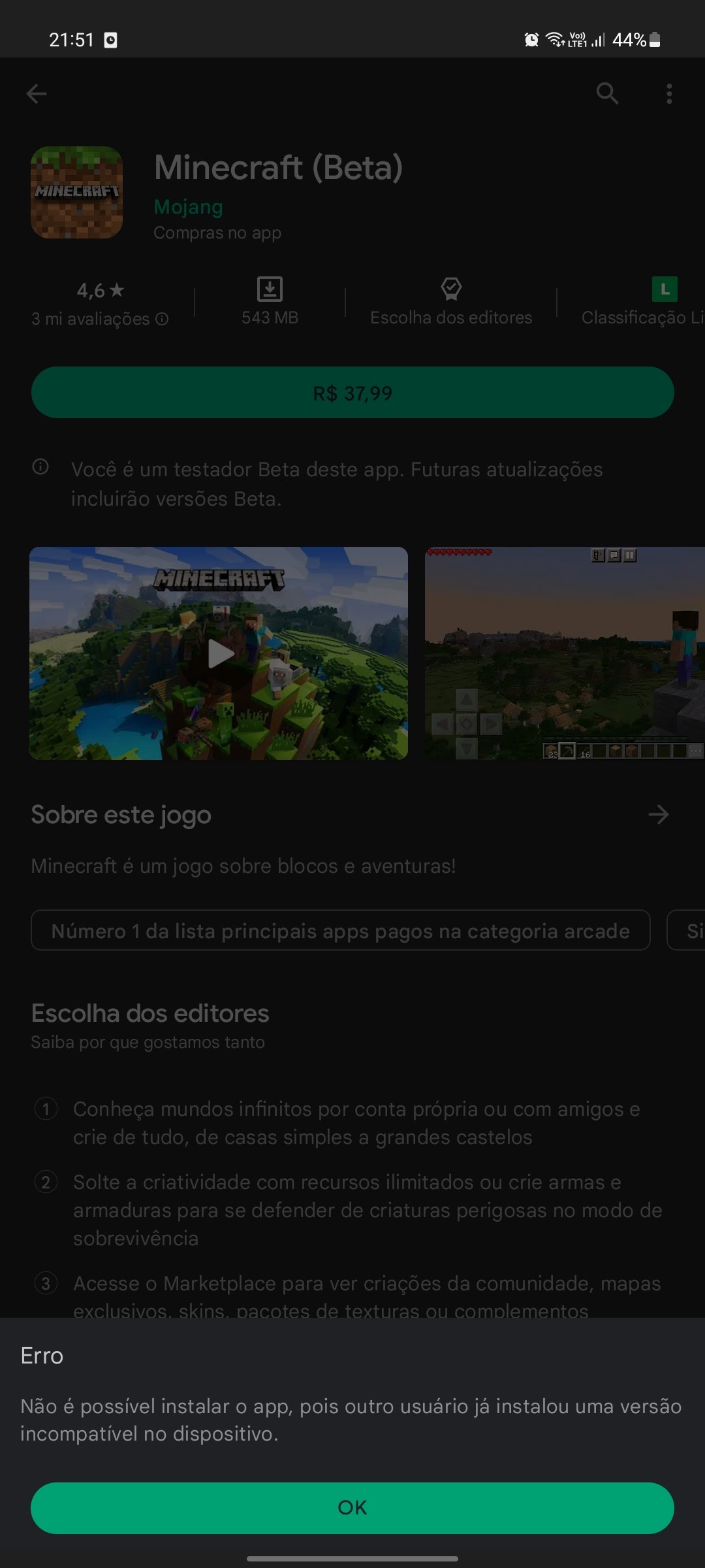 Eu já comprei, já paguei, o minecraft, mas não estou conseguindo