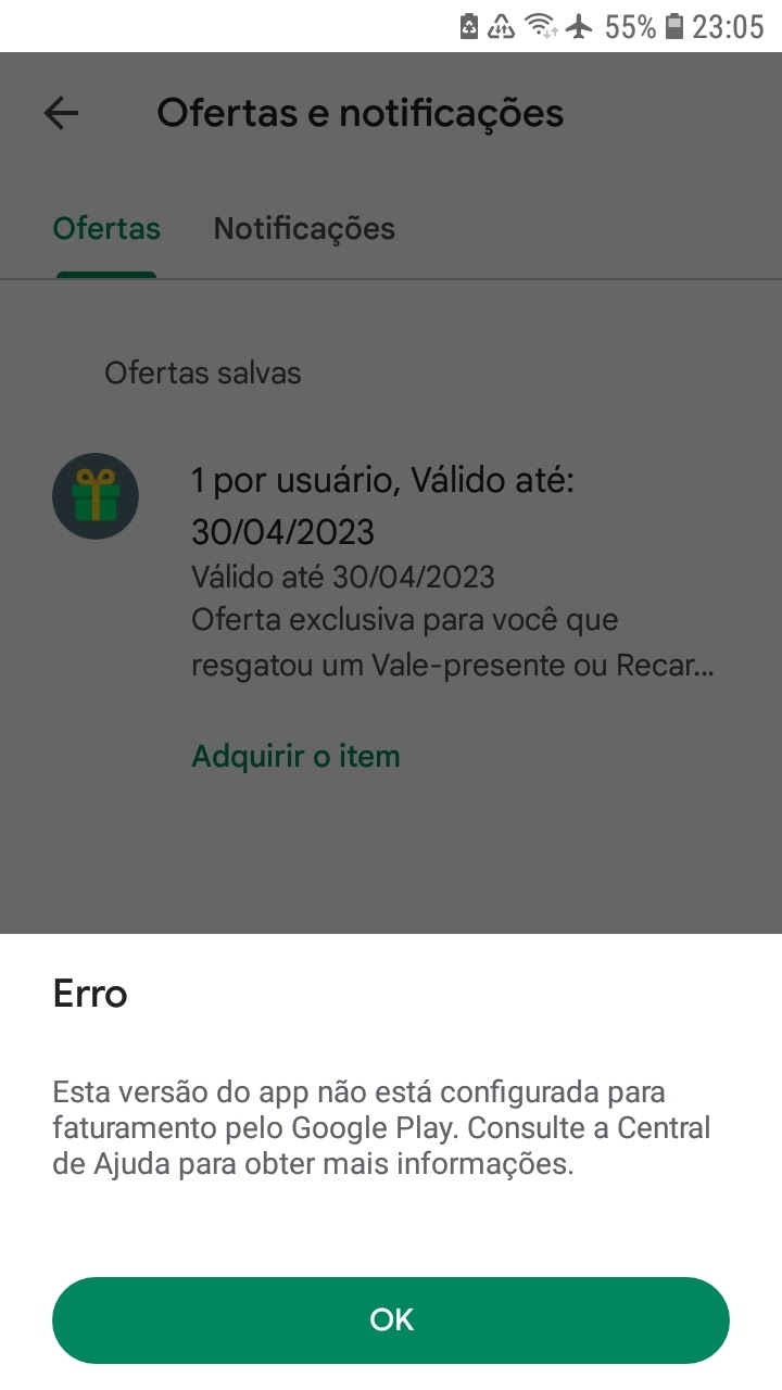 Erro ao resgatar o vale presente - Comunidade Google Play