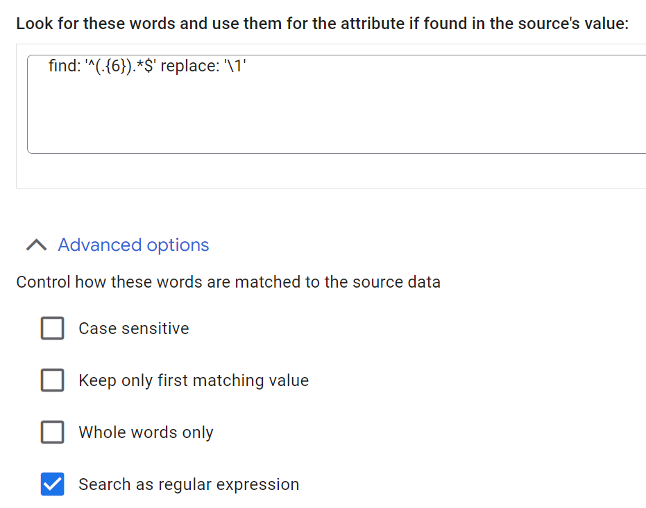 Extracted synonyms of each detected word from the example sentence