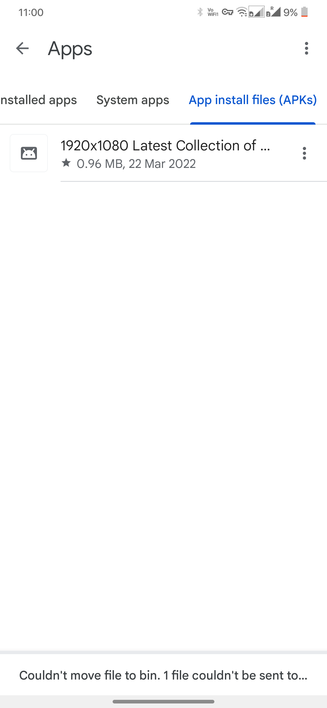 I am not able to move the apk to bin, and it is not showing up in any other  file browser except file - Files by Google Community