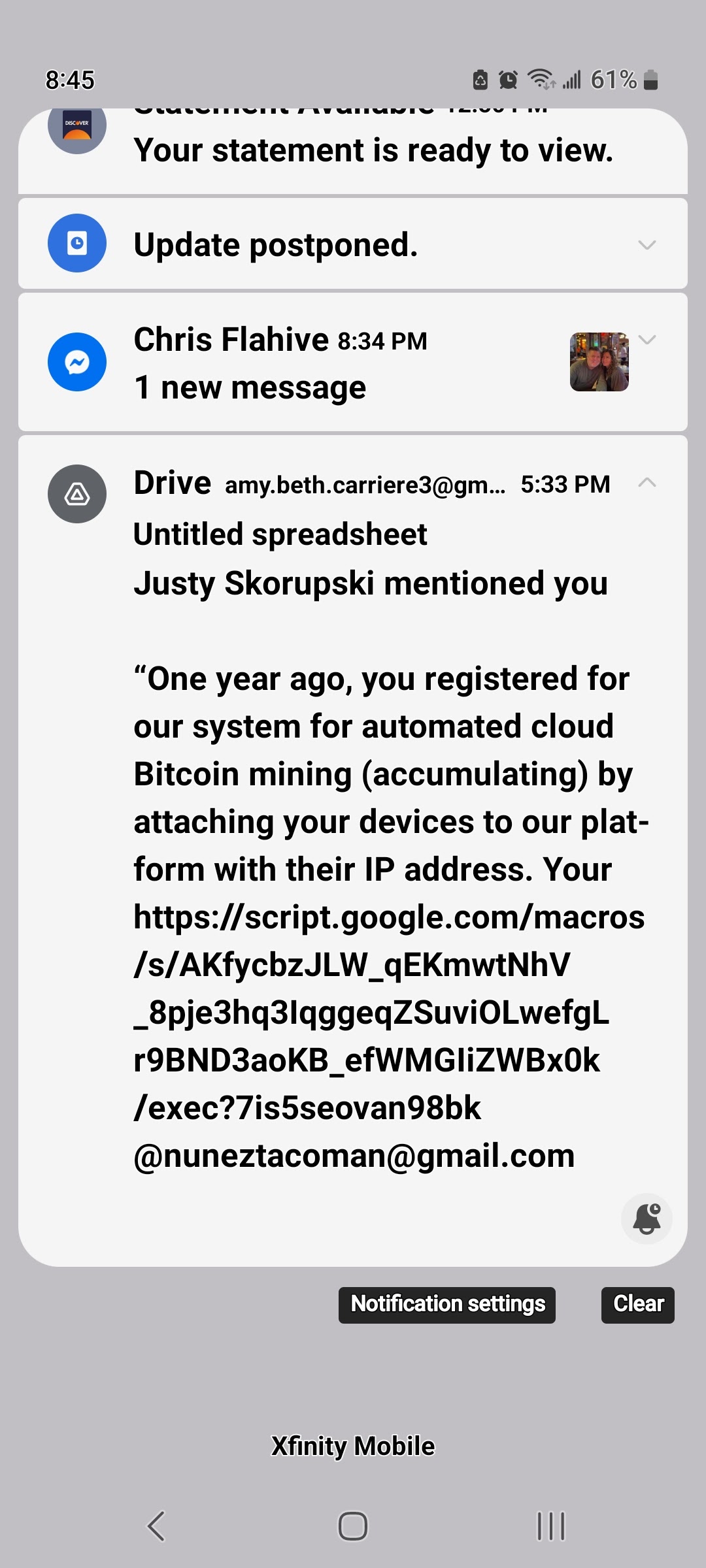 What is this? I keep getting notifications from strangers saying I request  bitcoin - Google Drive Community