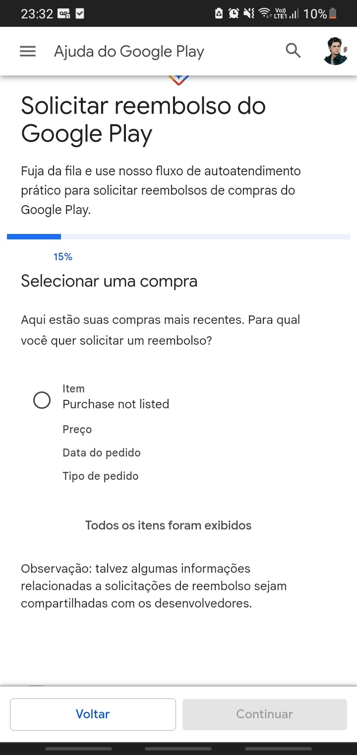 Como faço para pedir reembolso de uma compra que foi cancelada mais foi  descontada da minha conta - Comunidade Google Play