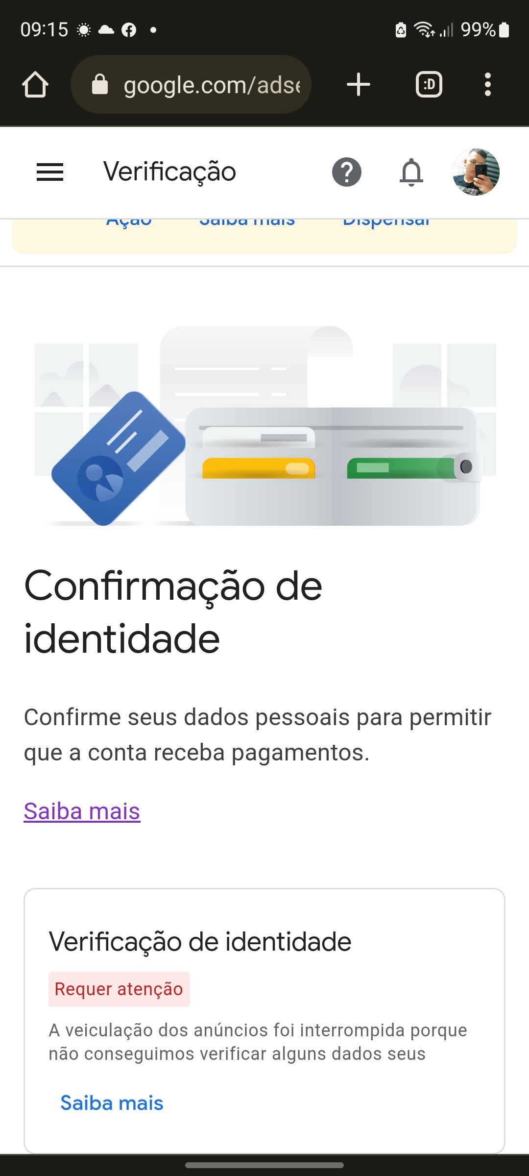 como posso fazer minha validação da conta google para compras no