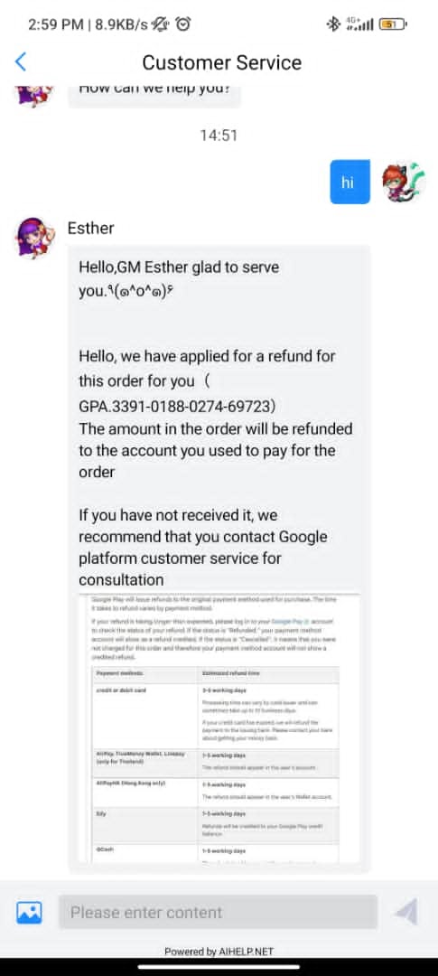 Non-refundable payment - Google Play Community