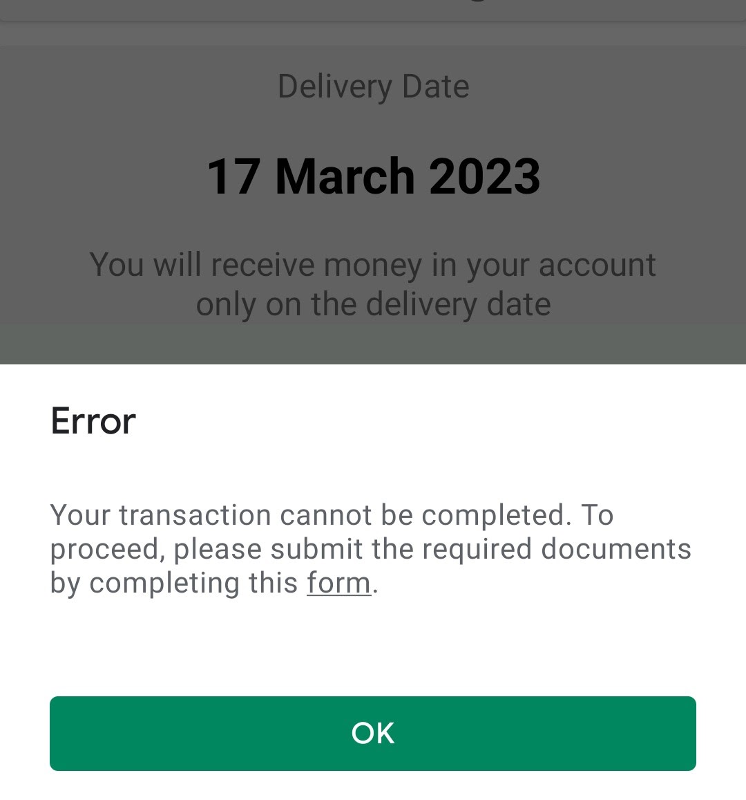 Transaction can't be complete - Google Play Community