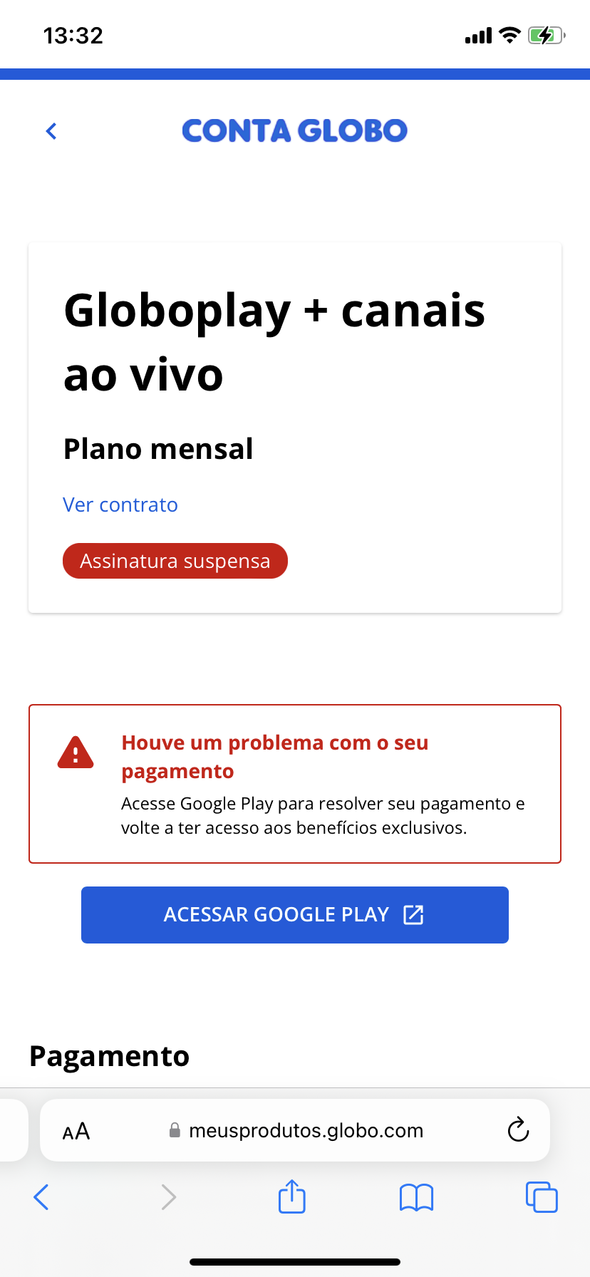 Problemas na assinatura do globo play - Comunidade Google Play