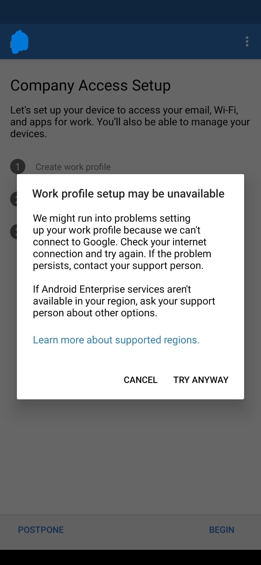 I am in China, but VPN should allow me to be in USA. Why Android Enterprise  not Working? - Android Enterprise Community