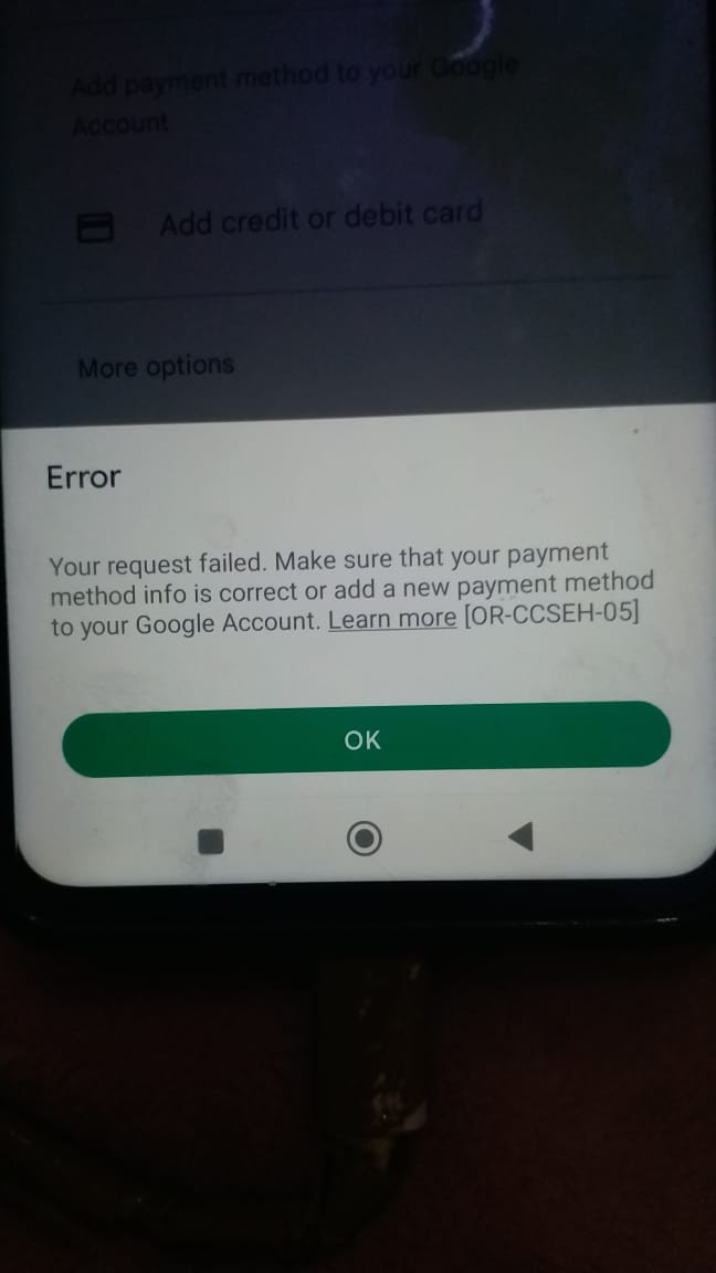 Transaction error - Google Play Community