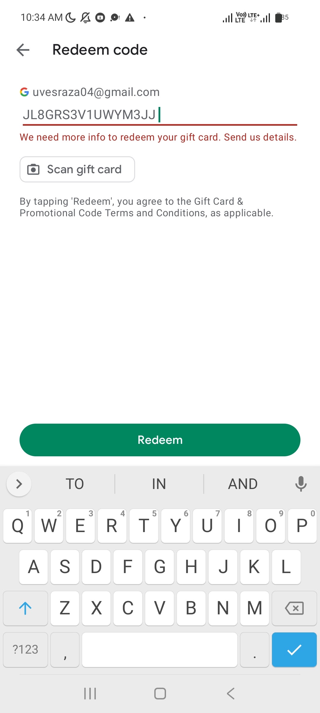 I cannot redeem code - Apple Community