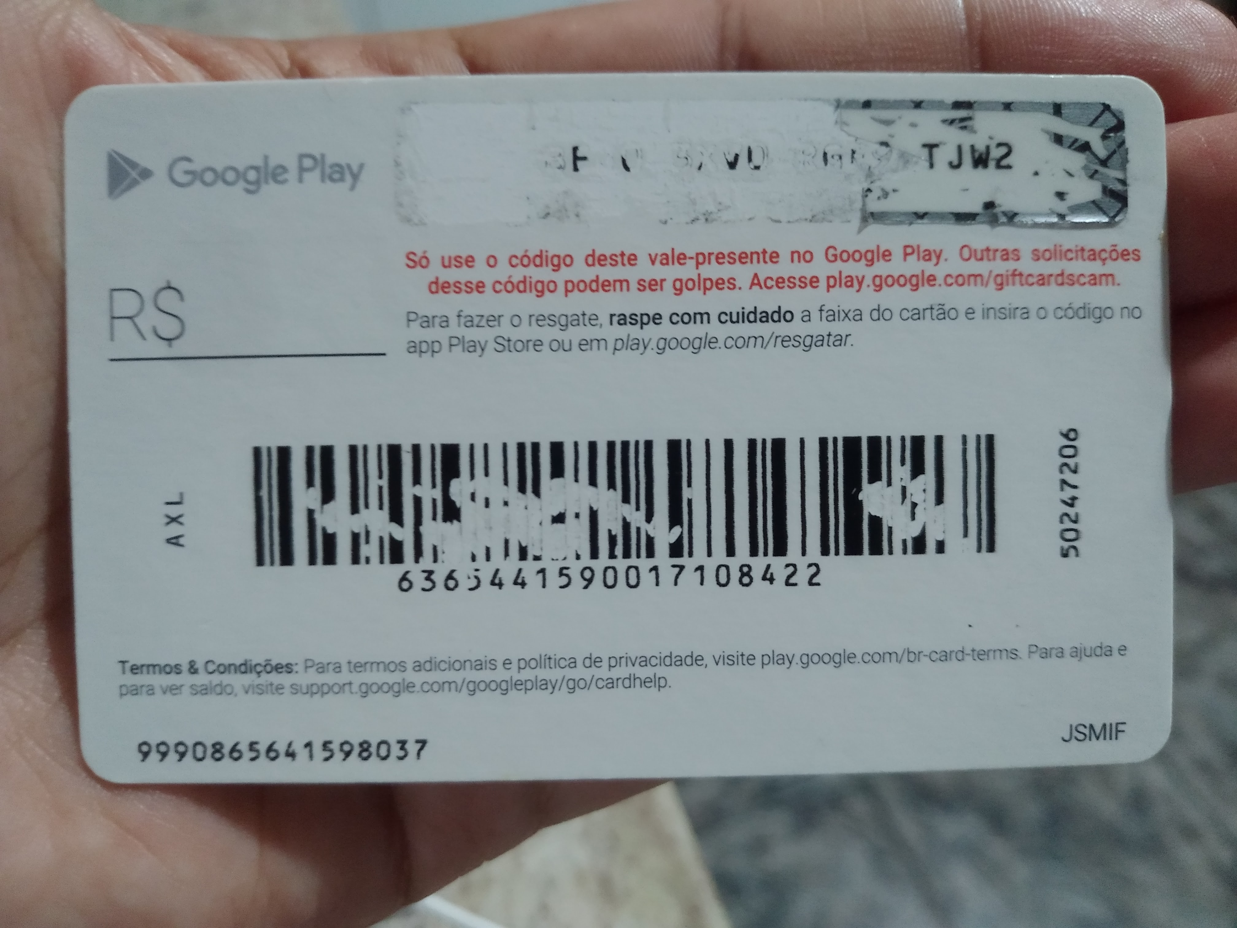 Google Play: Não Consigo Ler o Código, Está Rasurado 