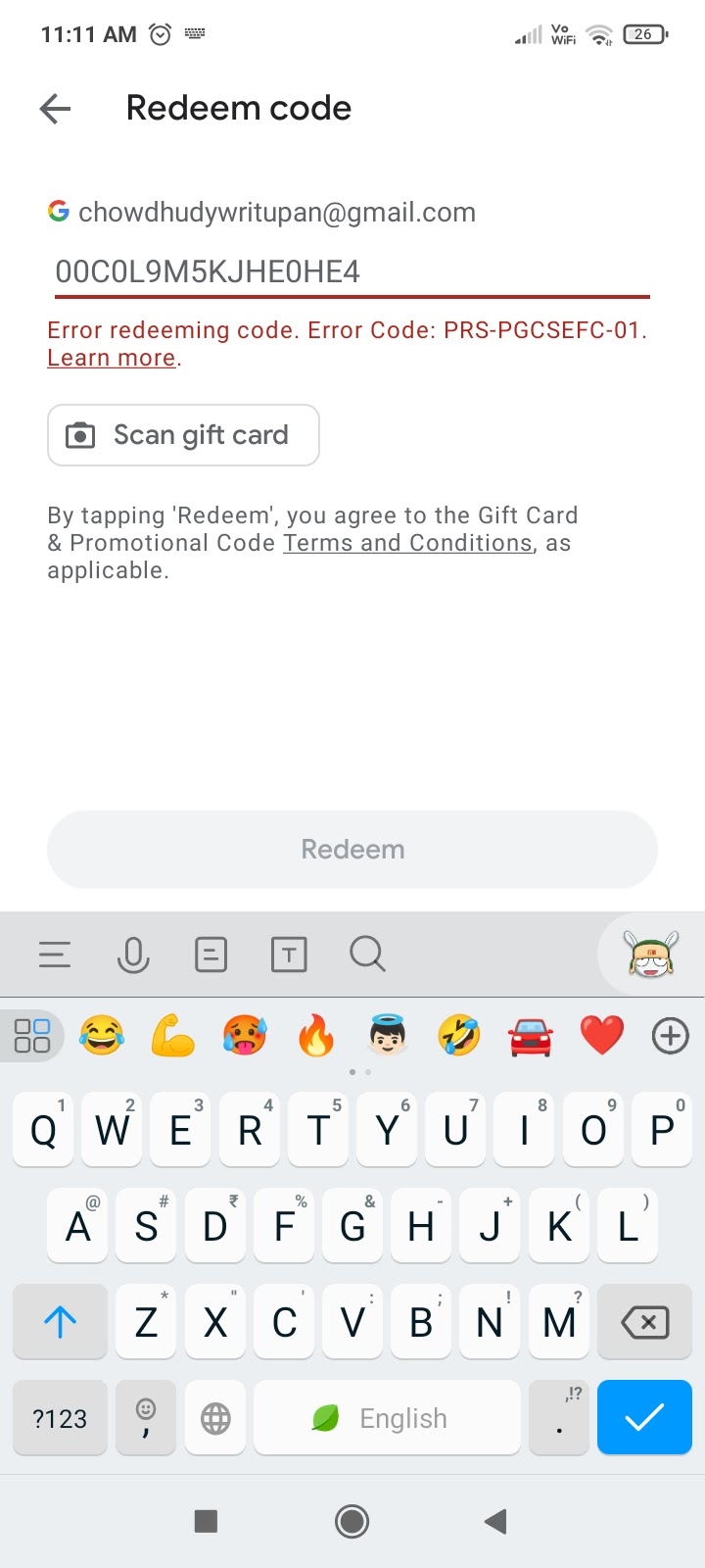 We need more information reedem your gift card - Google Play Community