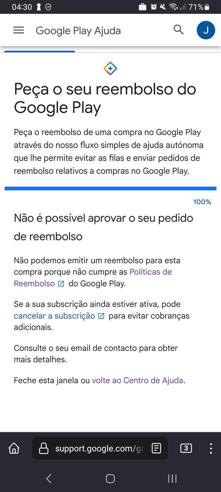 Compra cancelada e não recebi o reembolso - Comunidade Google Play