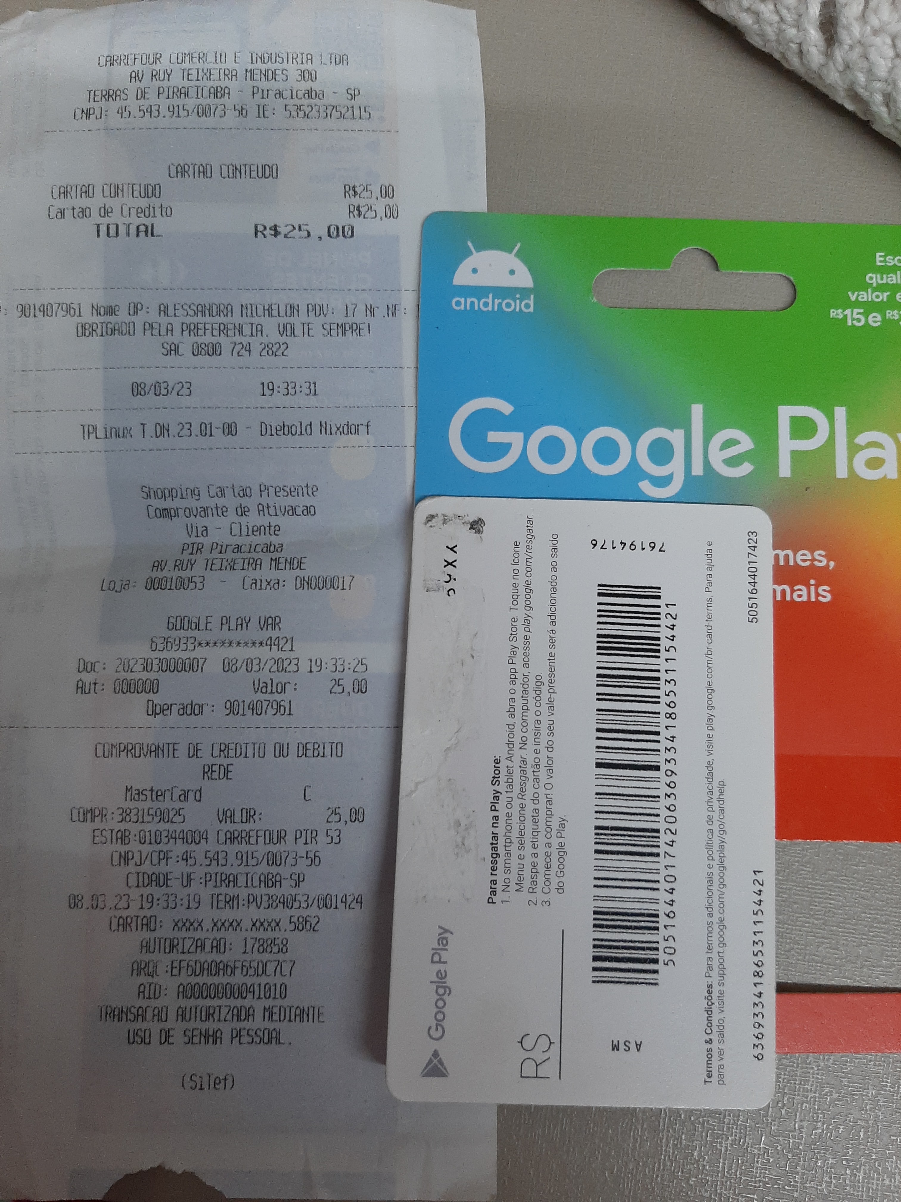 Gift card danificado - Comunidade Google Play