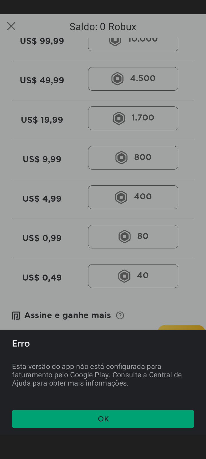 Error na compra roblox - Comunidade Google Play