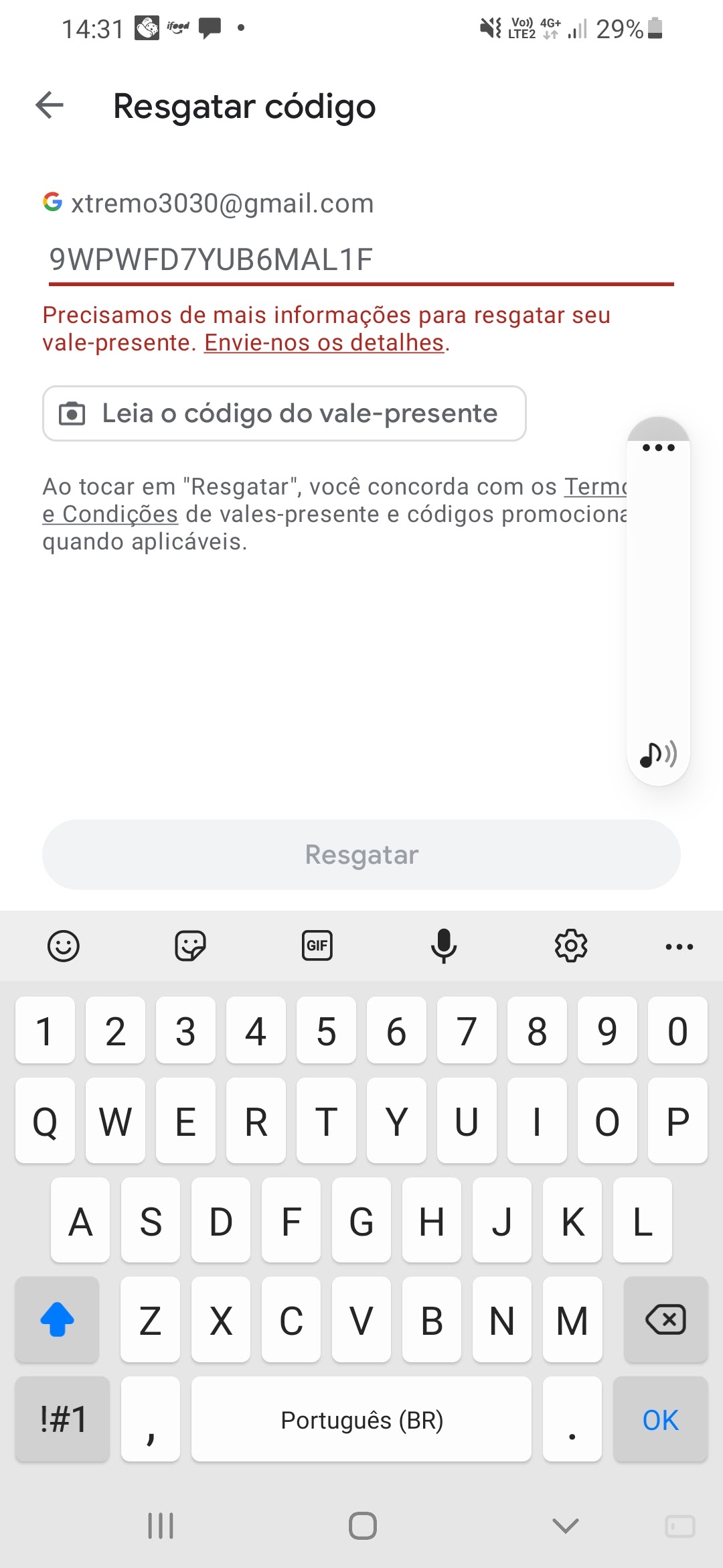 Não consigo ativar meu gift card, COMPREI PELO PICPAY - Comunidade Google  Play