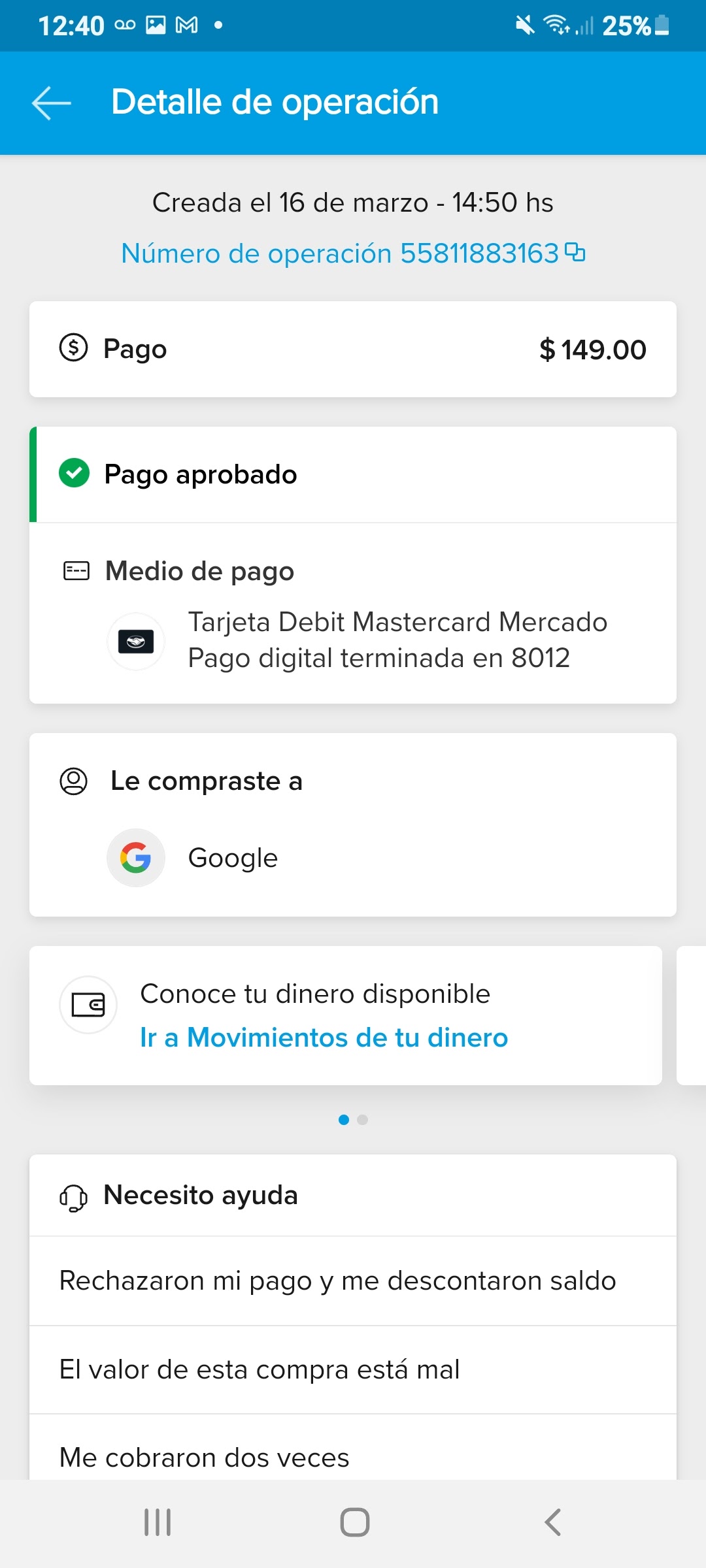 Hola buenas tardes.. el día 16 de marzo a las 2:50 hice una compra para un  juego - Comunidad de Google Play