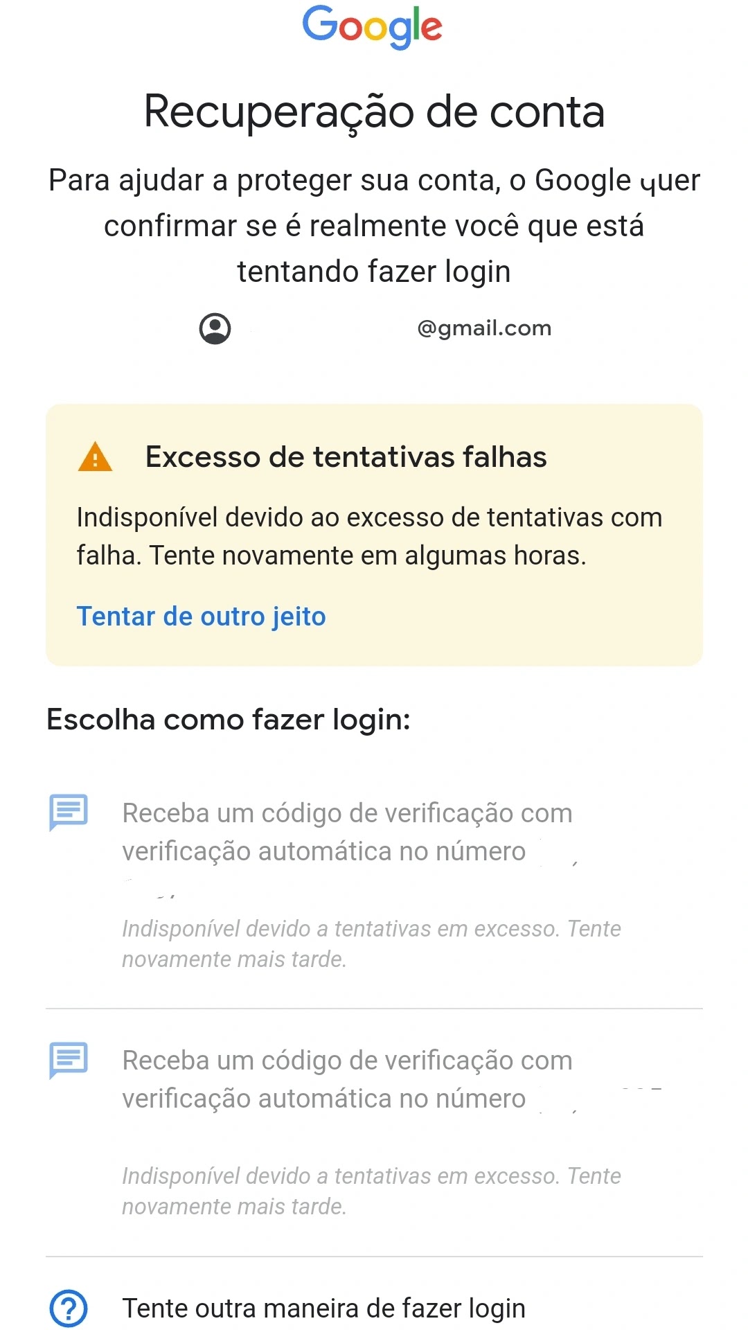 Não consigo recuperar minha conta google pois perdi o numero e o email de  recuperação - Comunidade Google Play