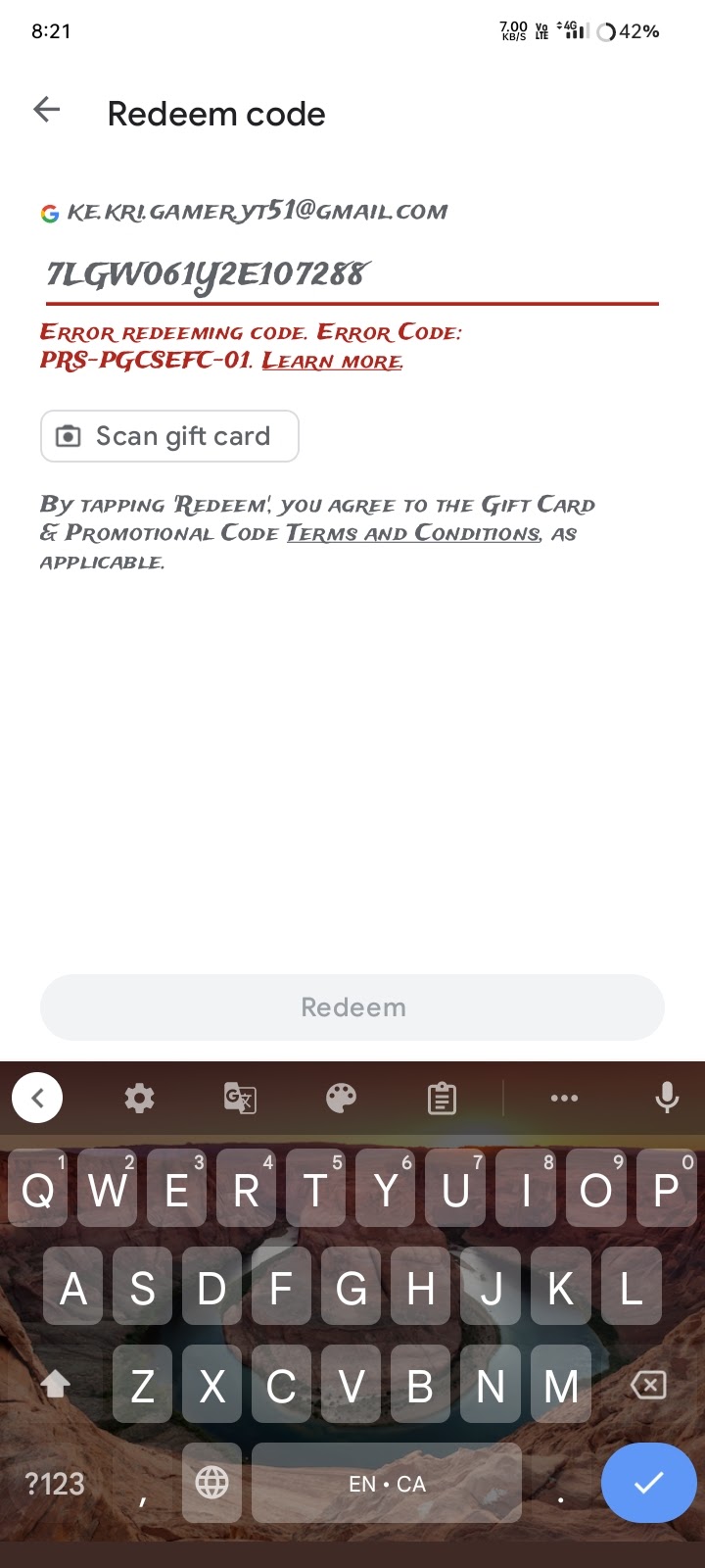 We need more information reedem your gift card - Google Play Community