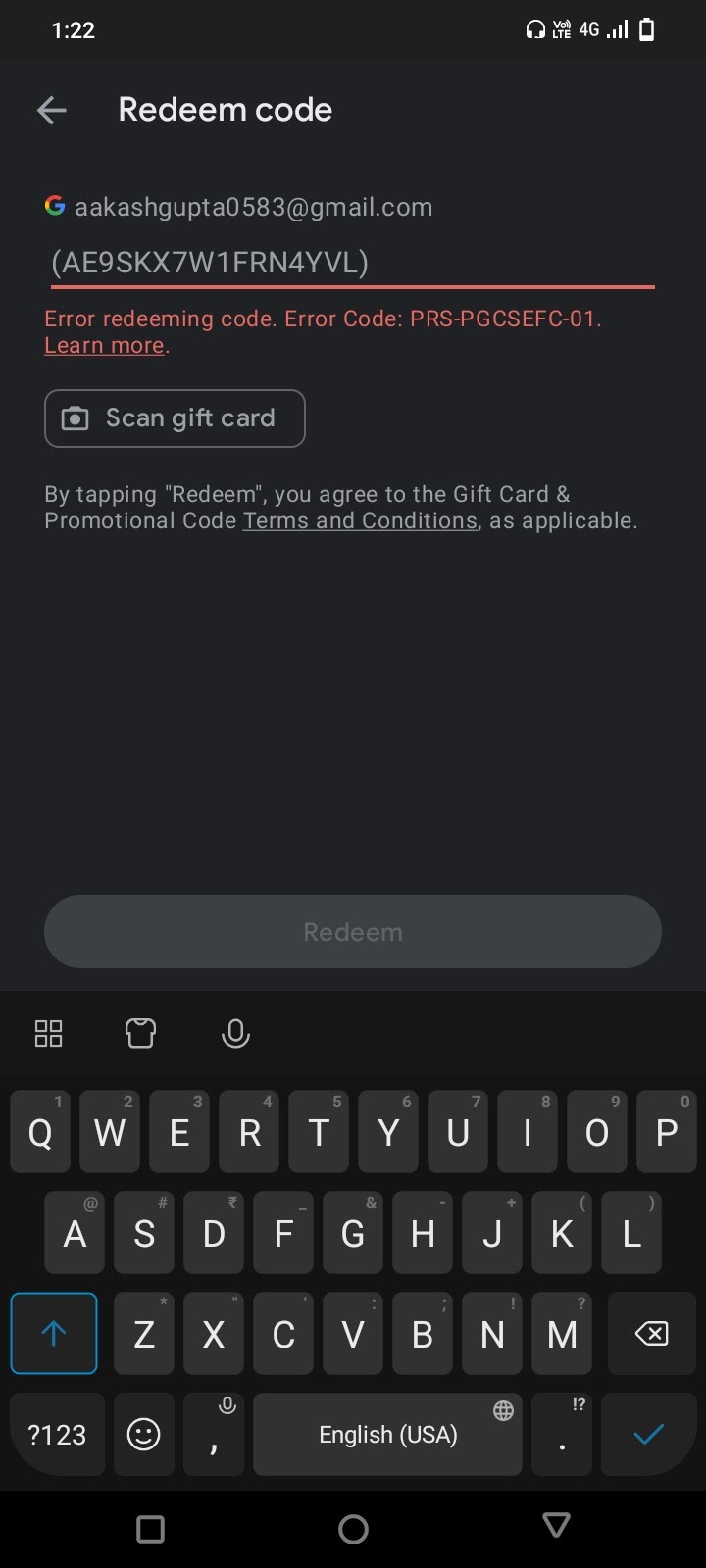 We need more info your redeem code gift card - Google Play Community