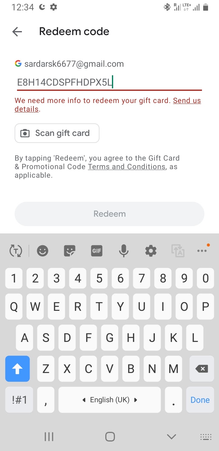 We need more information reedem your gift card - Google Play Community