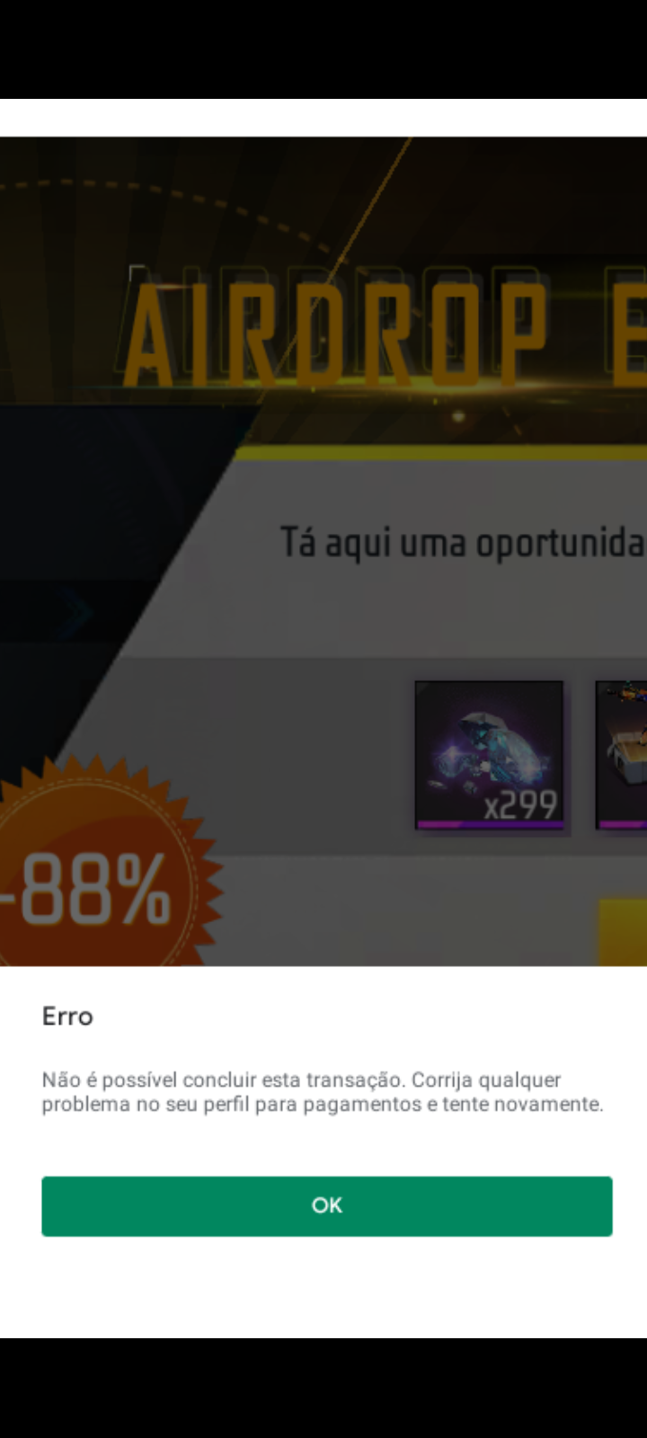 ERRO EM PAGAMENTO NO FREE FIRE - Comunidade Google Play