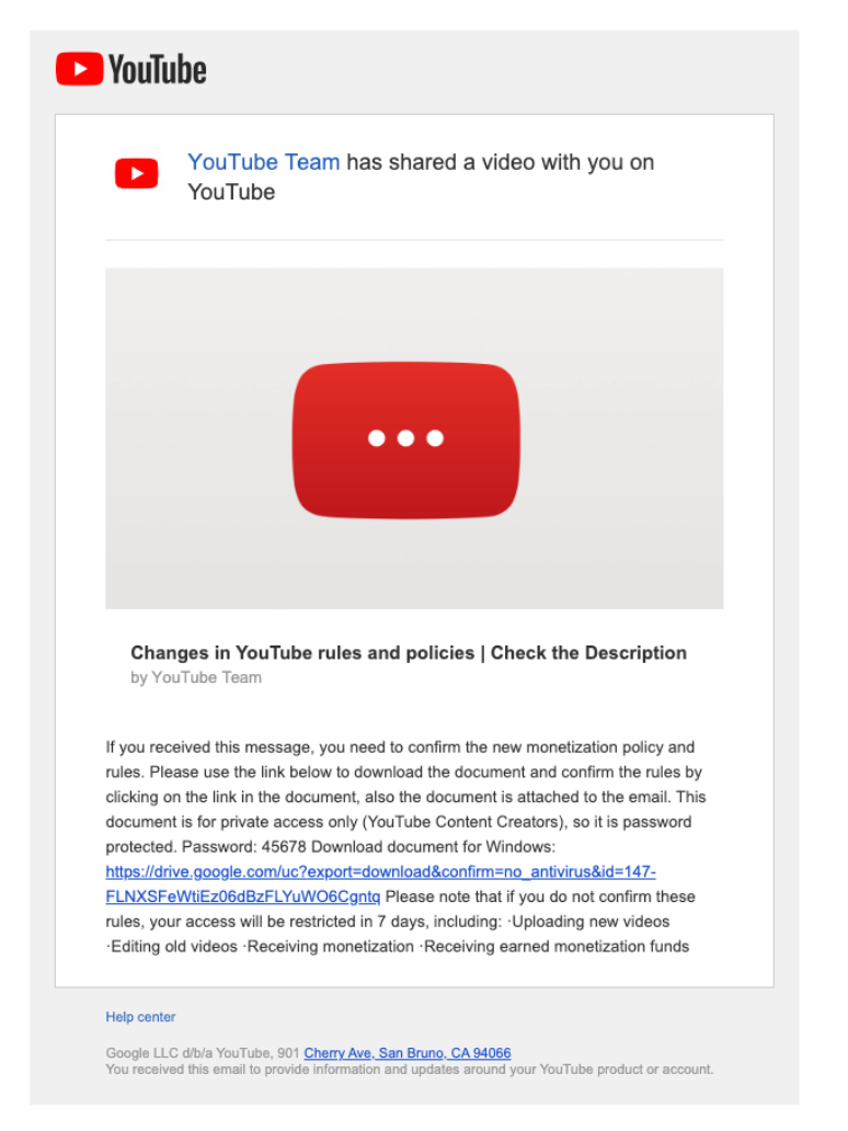 注意喚起：YouTubeを名乗ったフィッシングメールにご注意ください - YouTube コミュニティ