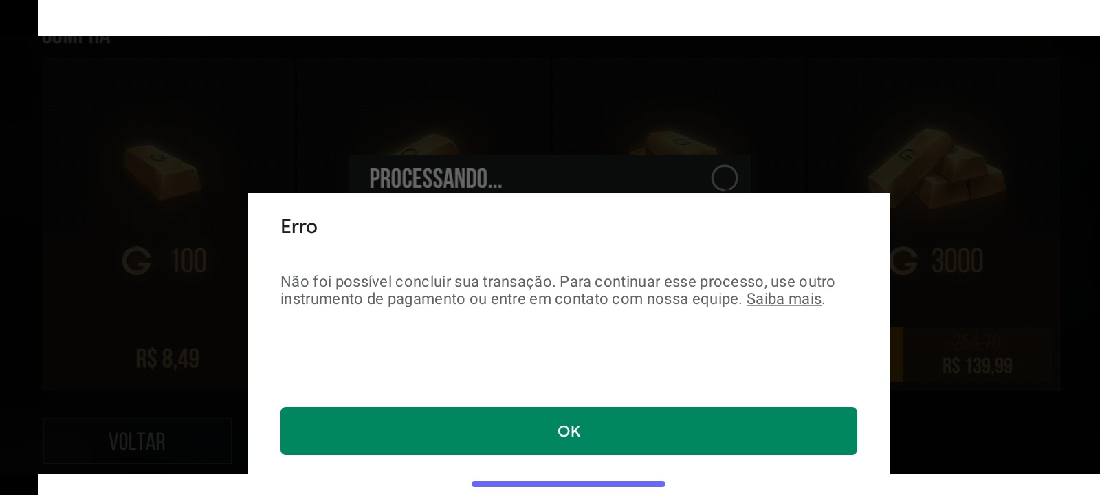 FALHA NA RECARGA DO FREE FIRE -COMO RESOLVER DO JEITO FÁCIL! 