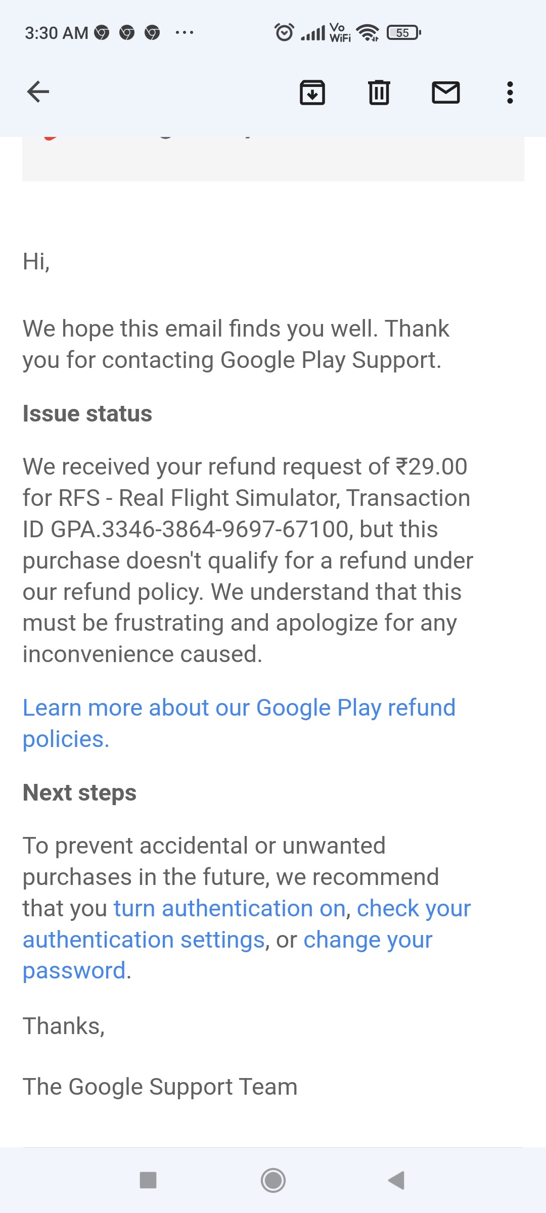 Non-refundable payment - Google Play Community