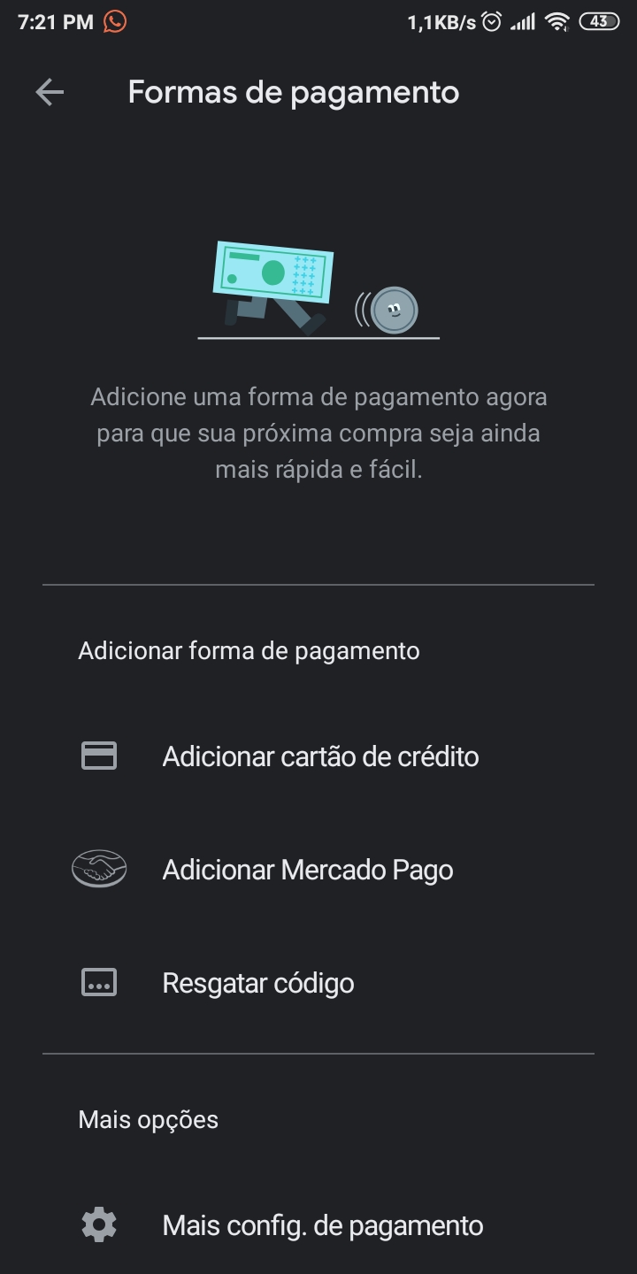 Não consigo gastar meu saldo da Google play porque diz que só pode