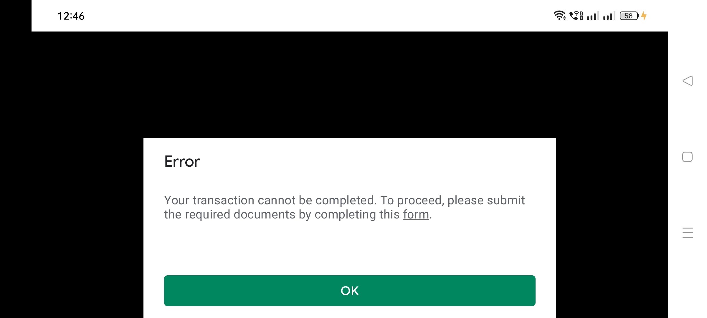 Transaction can't be complete - Google Play Community