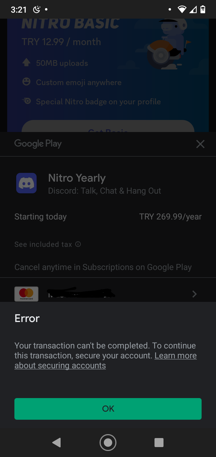 Transaction error - Google Play Community