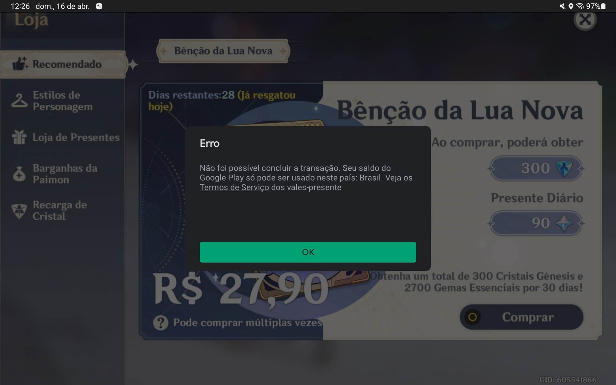 Não consigo usar meu saldo Google play! - Comunidade Google Play