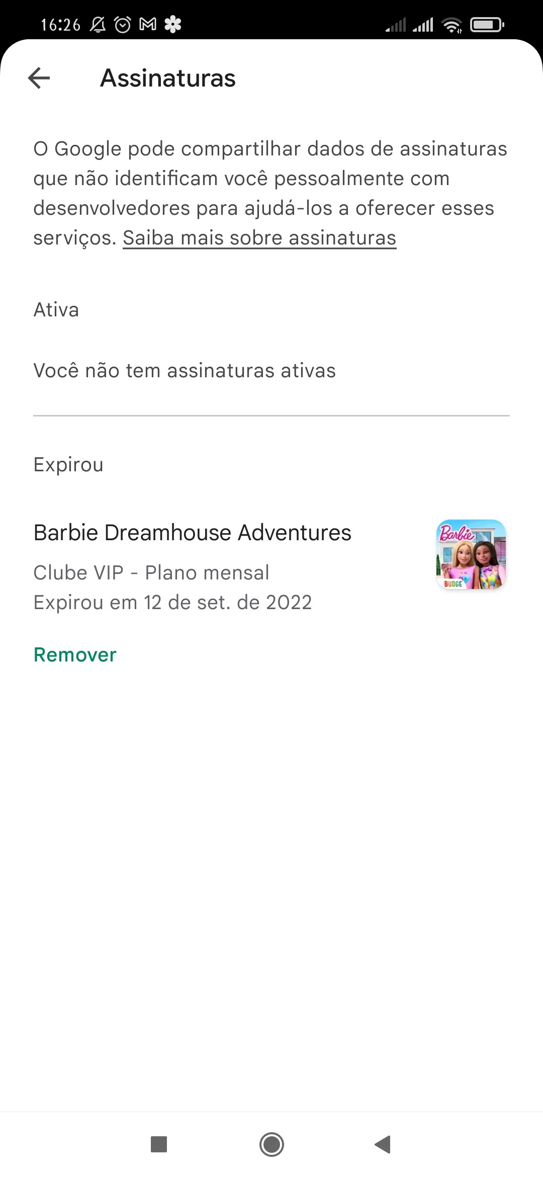 Não aparece a minha assinatura da  no google play - Comunidade Google  Play