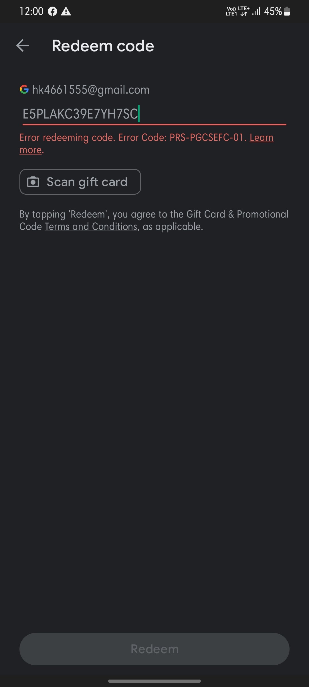 We need more info your redeem code gift card - Google Play Community