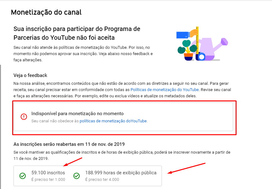 Não tenho a monetização do meu canal e tô flopado não sei oq posso