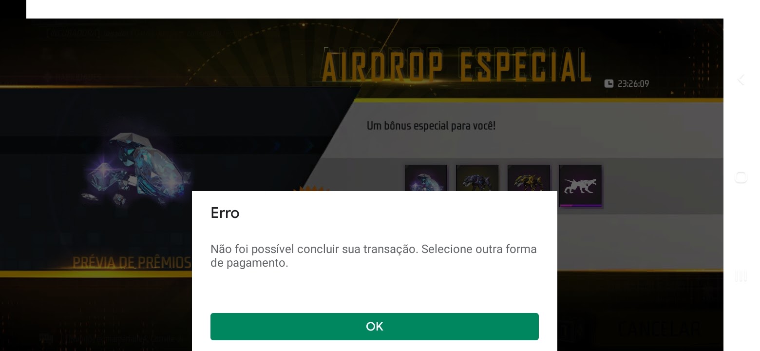 Erro de compra de diamantes no ff - Comunidade Google Play