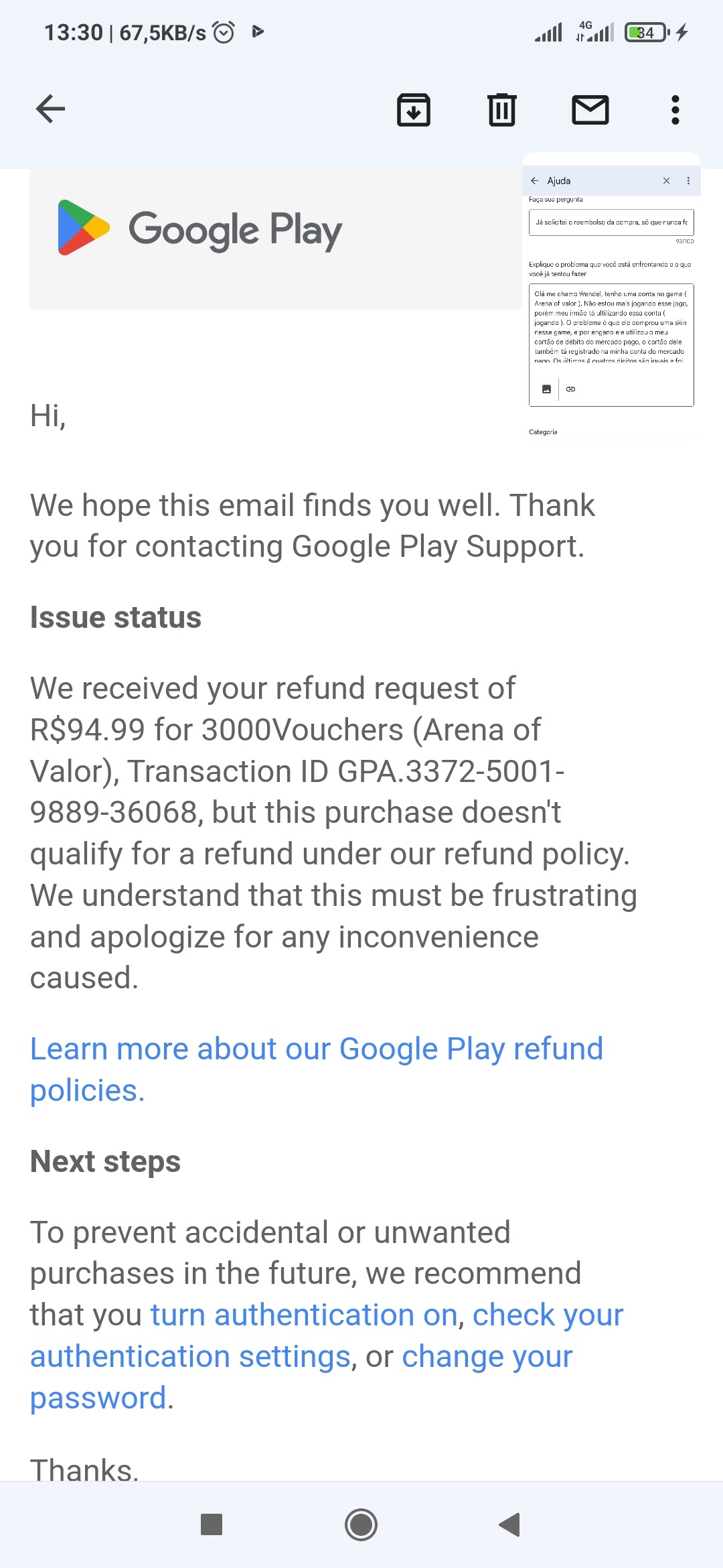 Solicitação de reembolso urgente! - Comunidade Google Play
