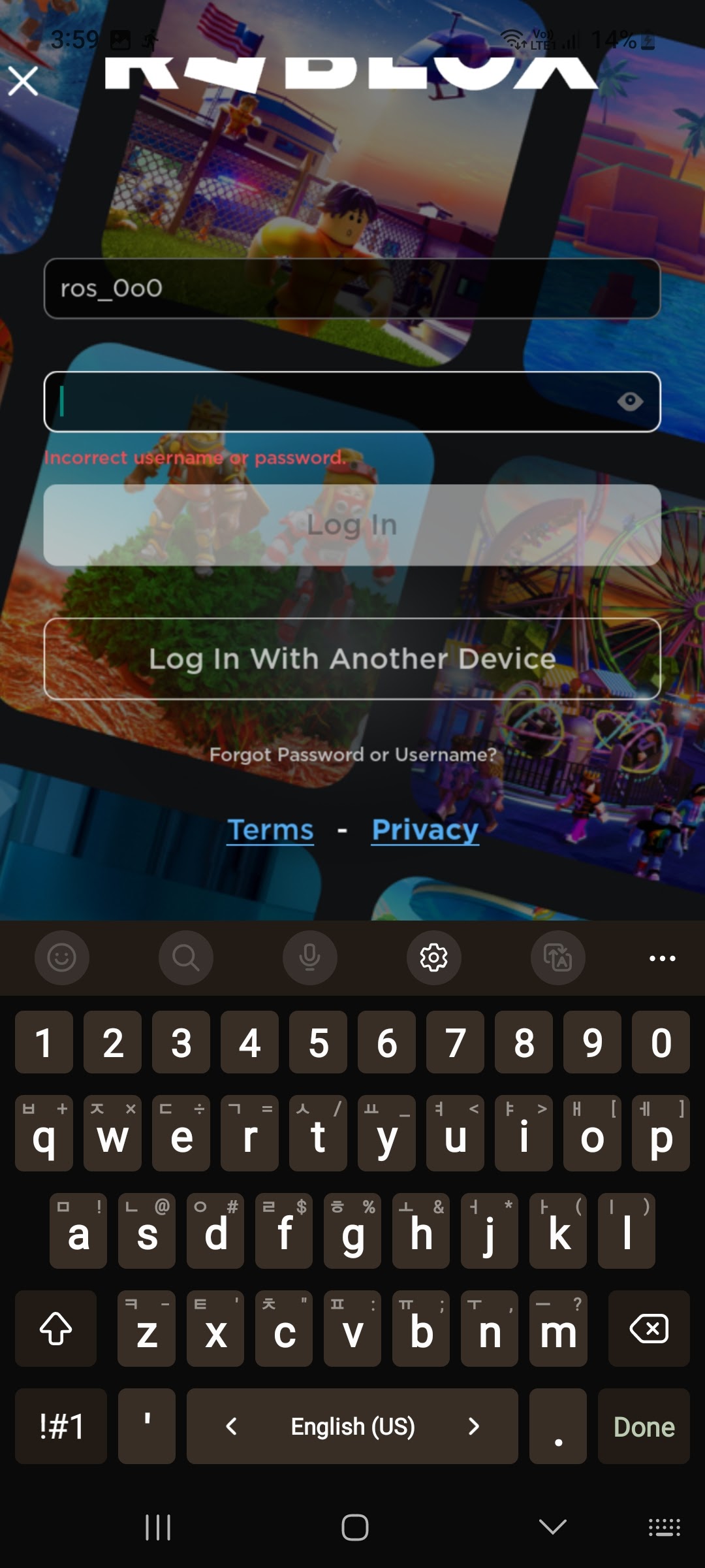 It doesn't let me log in to my roblox account on my phone and it
