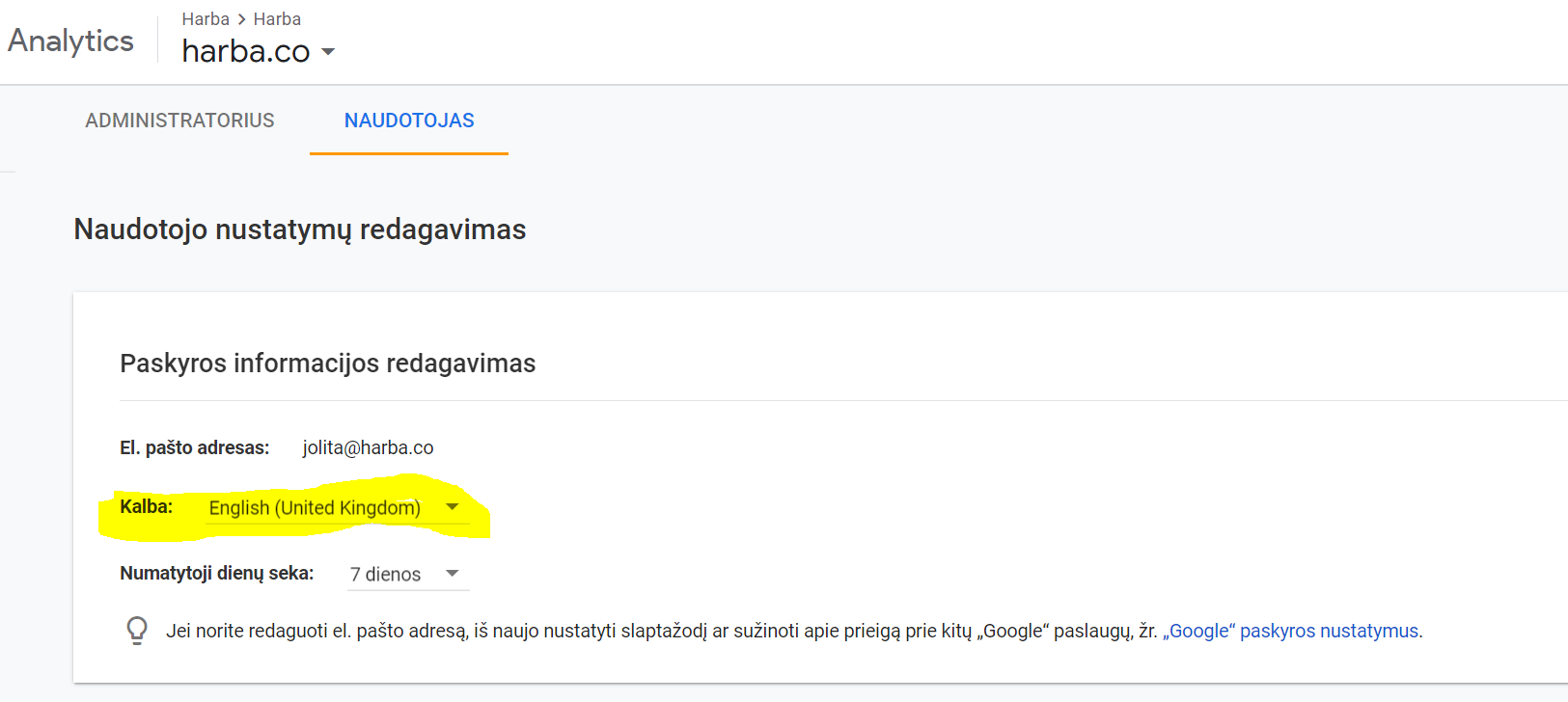 Can T Change Google Analytics Language From Lithuania To English Google Analytics Community