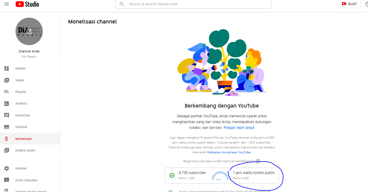 beli watch time youtube