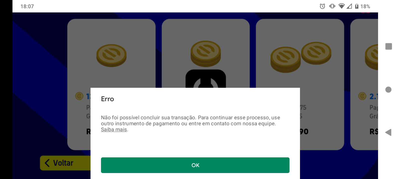 Porque eu não consigo comprar moedas em jogo - Comunidade Google Play