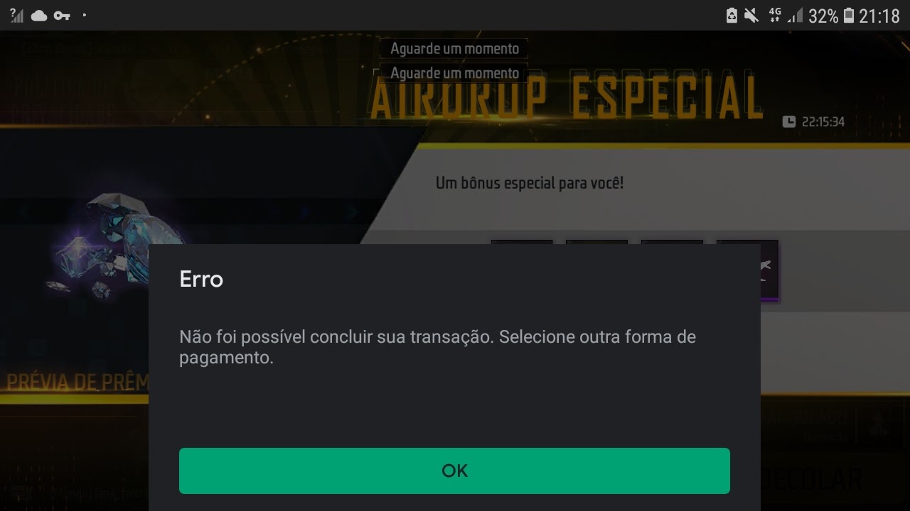 Erro de compra de diamante no Free fire - Comunidade Google Play