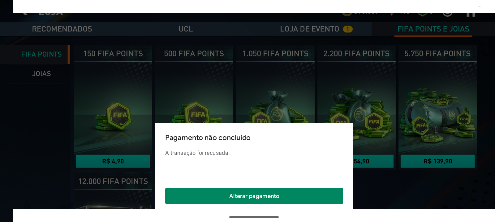 Compra Recusada em todos os Apps e Jogos da Google Play